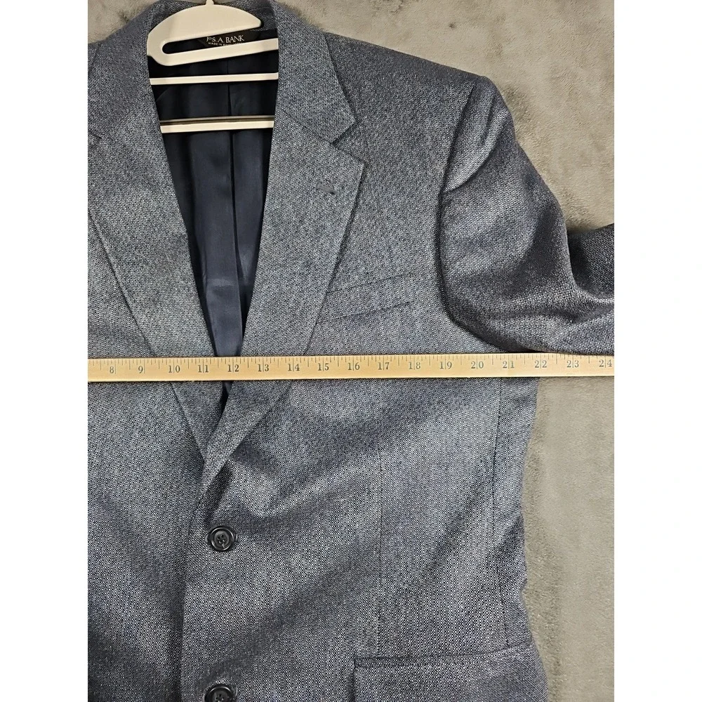 Jos A Bank 42R‎ 💯 Silk Suit Blue Gray Blazer Jacket Sport Coat Men Vtg 2 Button